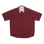 WRANGLER Mens Maroon Cotton Short Sleeve Shirt L Casual Button Pocket