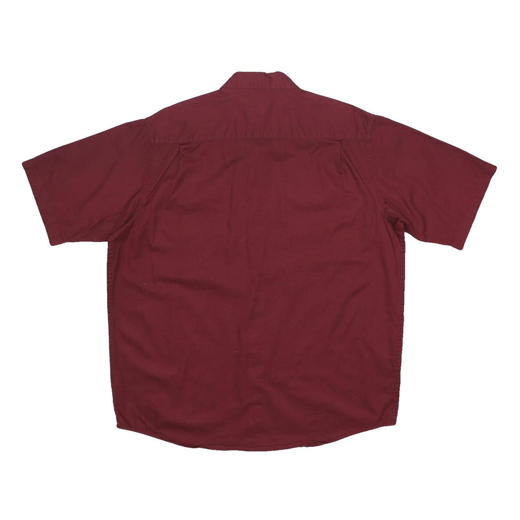 WRANGLER Mens Maroon Cotton Short Sleeve Shirt L Casual Button Pocket