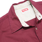WRANGLER Mens Maroon Cotton Short Sleeve Shirt L Casual Button Pocket