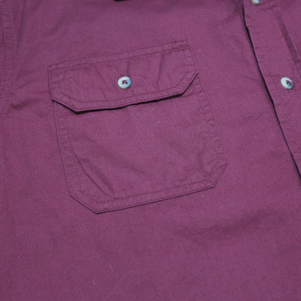 WRANGLER Mens Maroon Cotton Short Sleeve Shirt L Casual Button Pocket