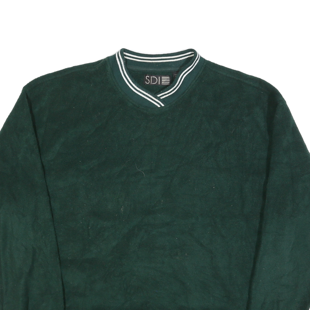SDI Mens Green Plain Pullover Jumper Crew Neck Basic Knit L Casual Wear