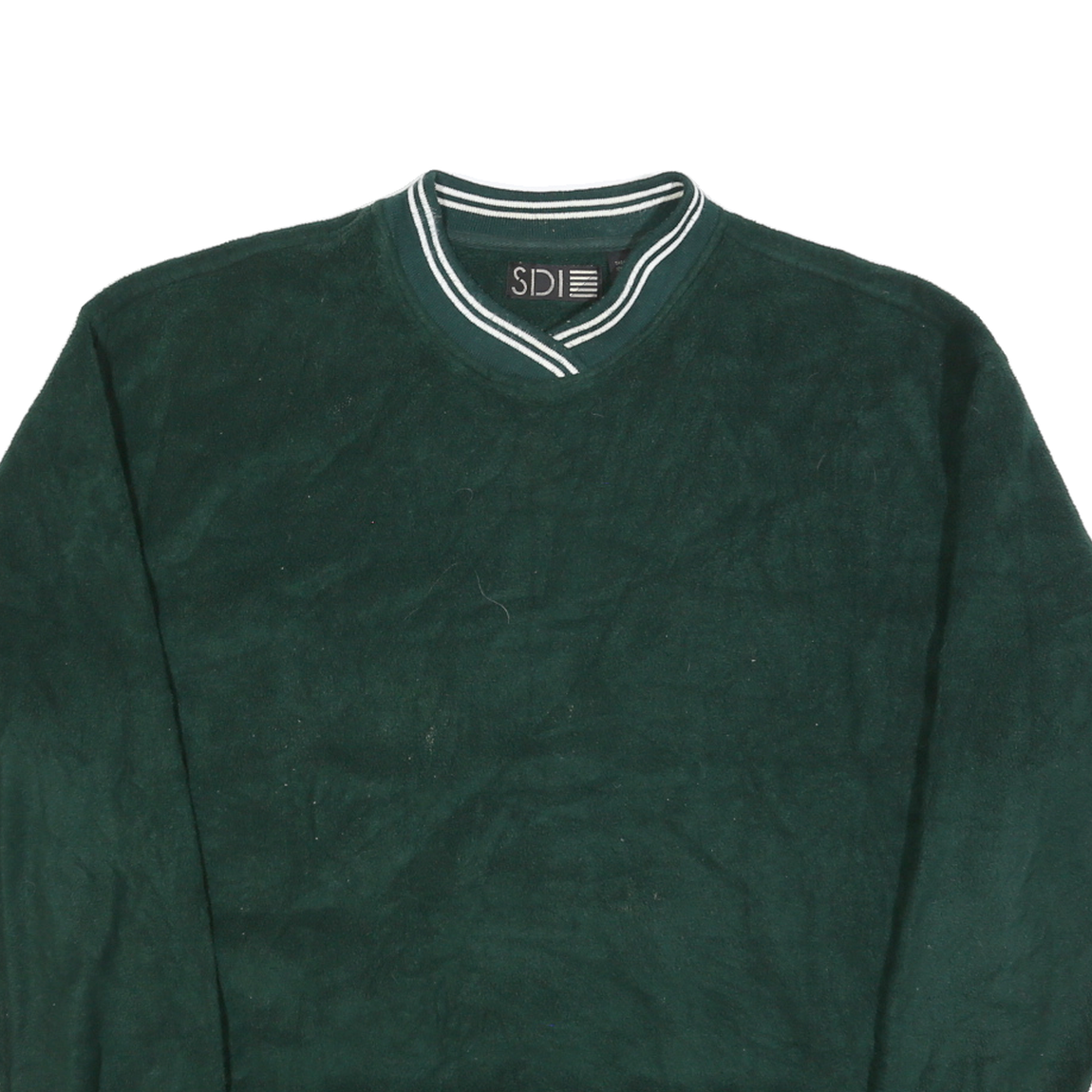 SDI Mens Green Plain Pullover Jumper Crew Neck Basic Knit L Casual Wear