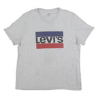 LEVI'S Womens Grey Cotton Blend Graphic T-Shirt 2XL Short Sleeve Crew Neck Logo