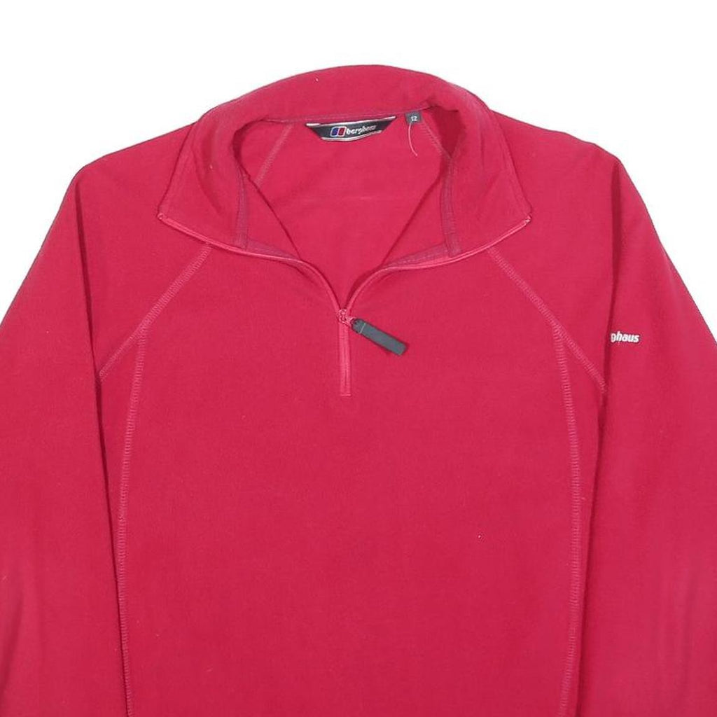 BERGHAUS Womens Red Plain Pullover Jumper 1/4 Zip Polyester M Outdoor Fleece