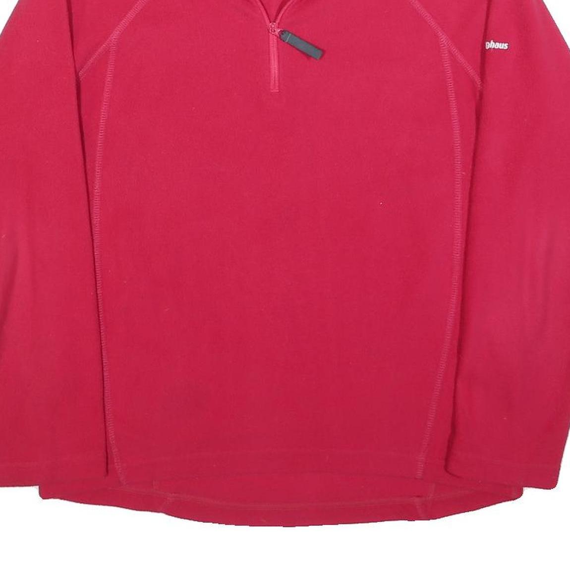 BERGHAUS Womens Red Plain Pullover Jumper 1/4 Zip Polyester M Outdoor Fleece
