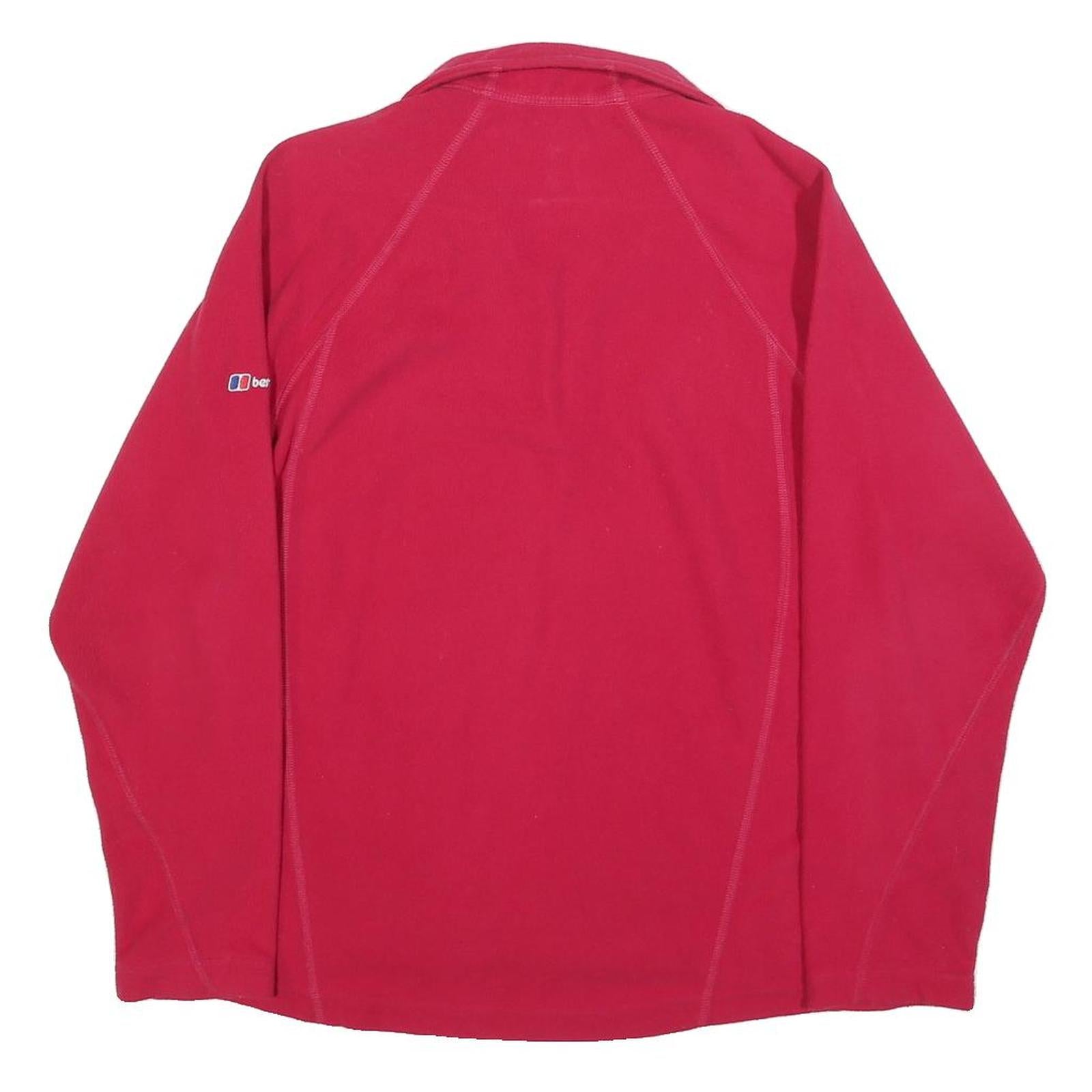 BERGHAUS Womens Red Plain Pullover Jumper 1/4 Zip Polyester M Outdoor Fleece