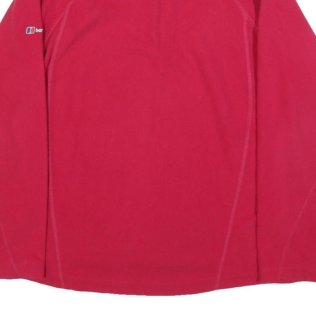 BERGHAUS Womens Red Plain Pullover Jumper 1/4 Zip Polyester M Outdoor Fleece
