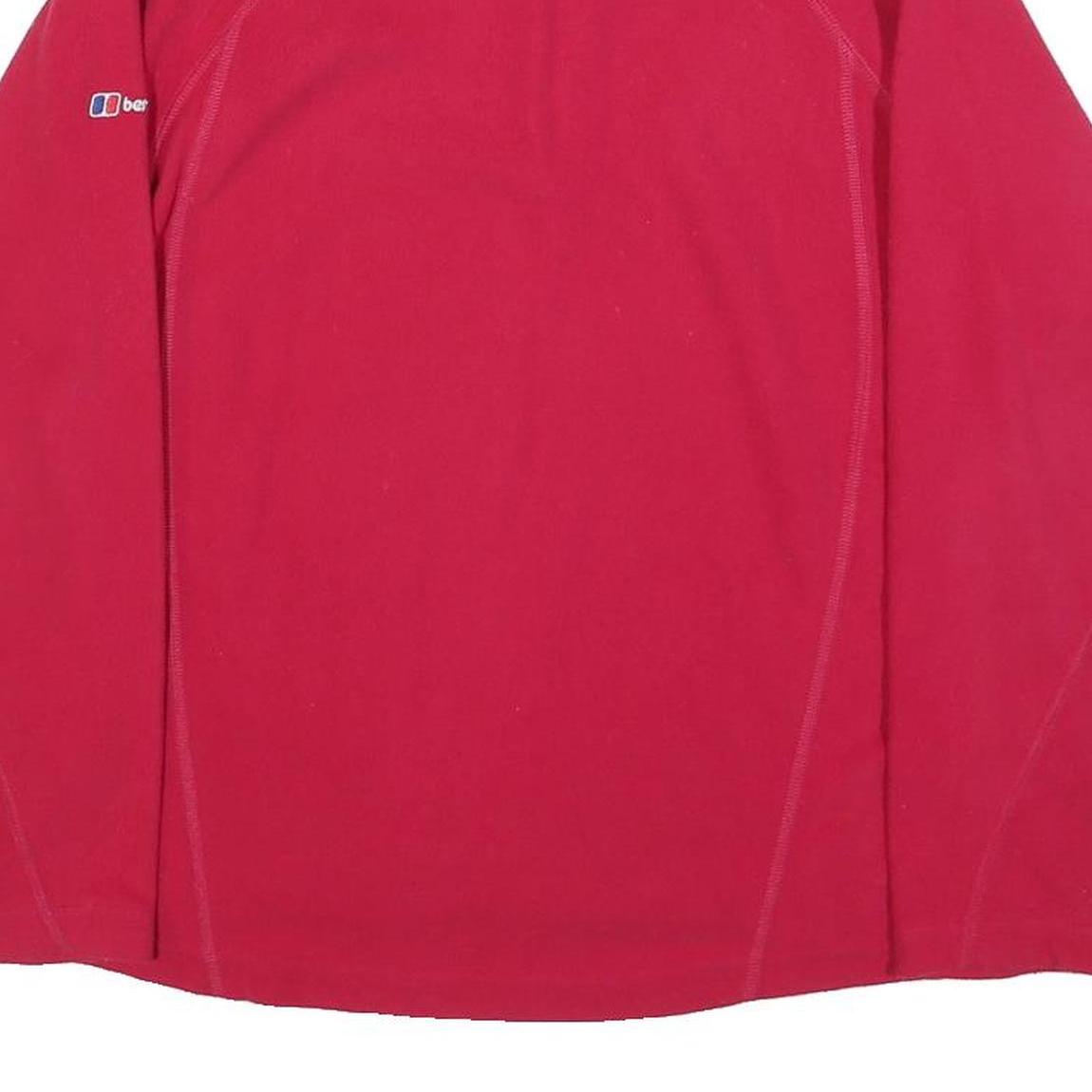 BERGHAUS Womens Red Plain Pullover Jumper 1/4 Zip Polyester M Outdoor Fleece
