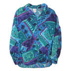BOBBIE BROOKS Womens Blue & Purple Printed Shirt Long Sleeve Round Neck M Cotton