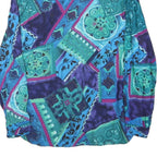 BOBBIE BROOKS Womens Blue & Purple Printed Shirt Long Sleeve Round Neck M Cotton