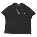 LAUREN RALPH LAUREN Mens Black Cotton Blend Polo Shirt XL V-Neck Embroidered