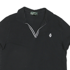 LAUREN RALPH LAUREN Mens Black Cotton Blend Polo Shirt XL V-Neck Embroidered
