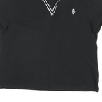 LAUREN RALPH LAUREN Mens Black Cotton Blend Polo Shirt XL V-Neck Embroidered