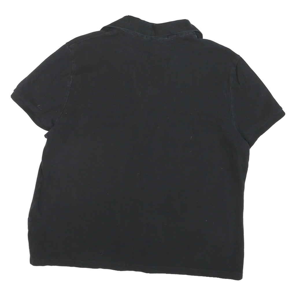 LAUREN RALPH LAUREN Mens Black Cotton Blend Polo Shirt XL V-Neck Embroidered