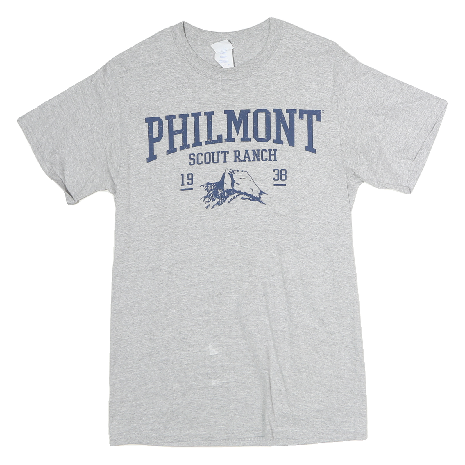 PORT & COMPANY Mens Grey Philmont Scout Ranch Graphic T-Shirt S Crew Neck Short