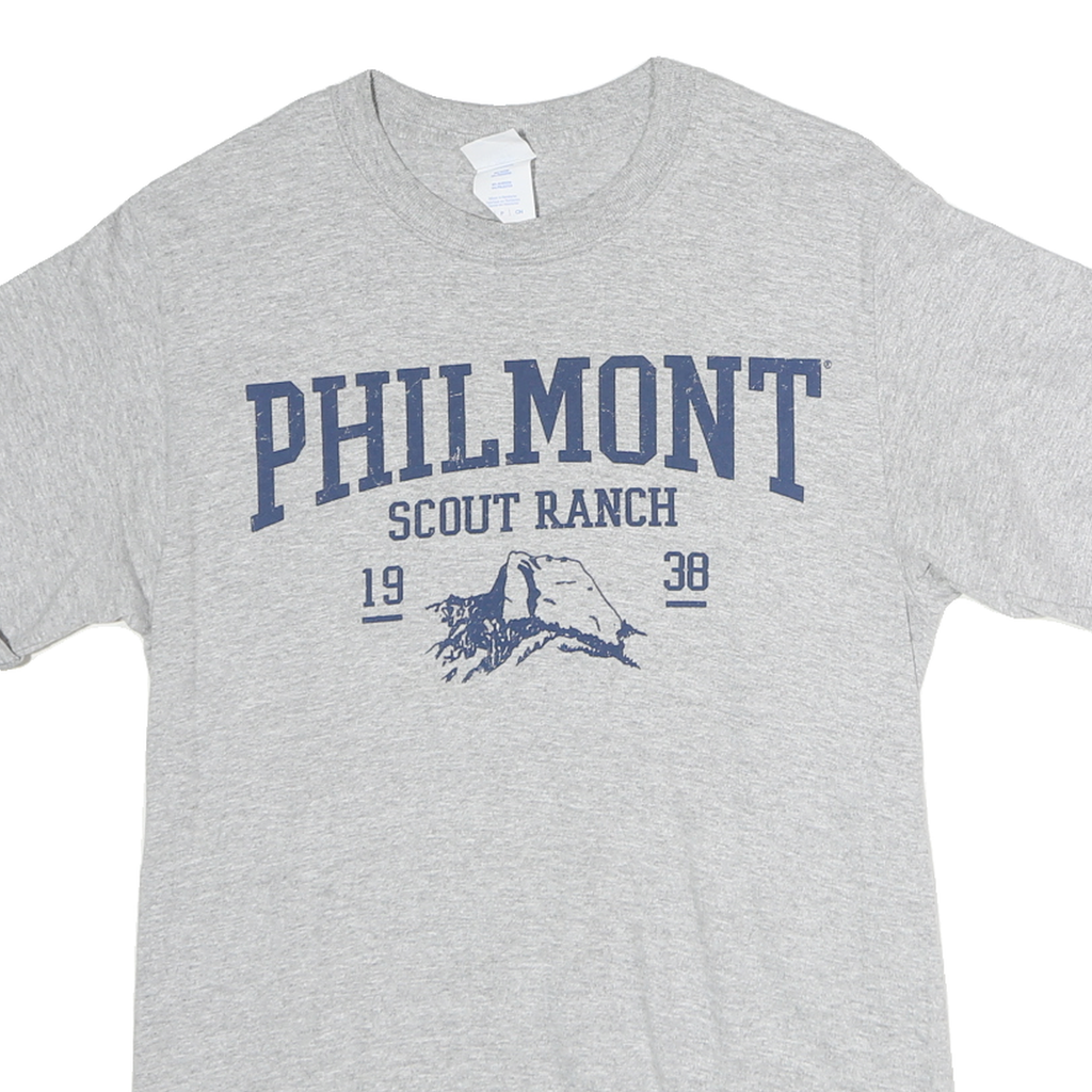 PORT & COMPANY Mens Grey Philmont Scout Ranch Graphic T-Shirt S Crew Neck Short