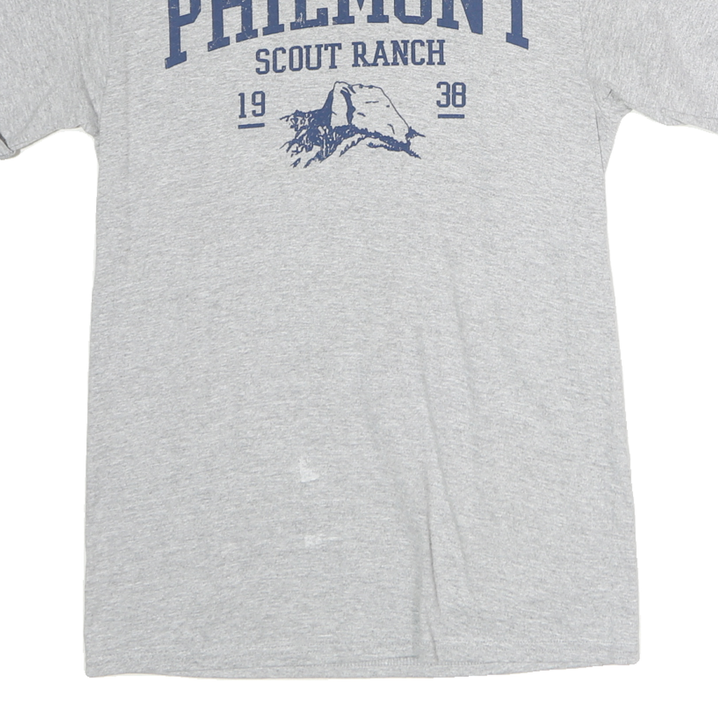 PORT & COMPANY Mens Grey Philmont Scout Ranch Graphic T-Shirt S Crew Neck Short