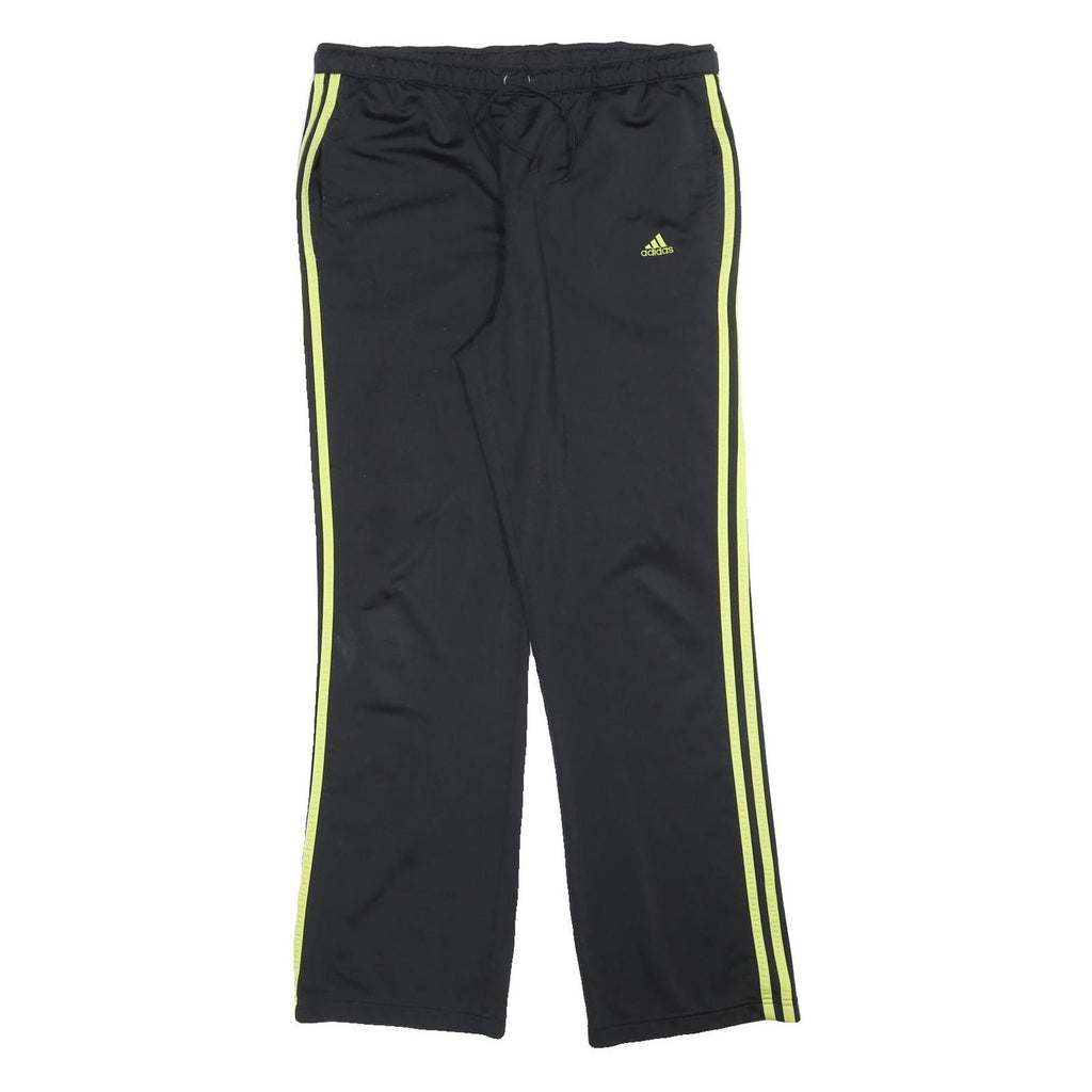 ADIDAS Womens Joggers Black & Neon Yellow Slim Tapered UK 18 W36 L32 Sportswear