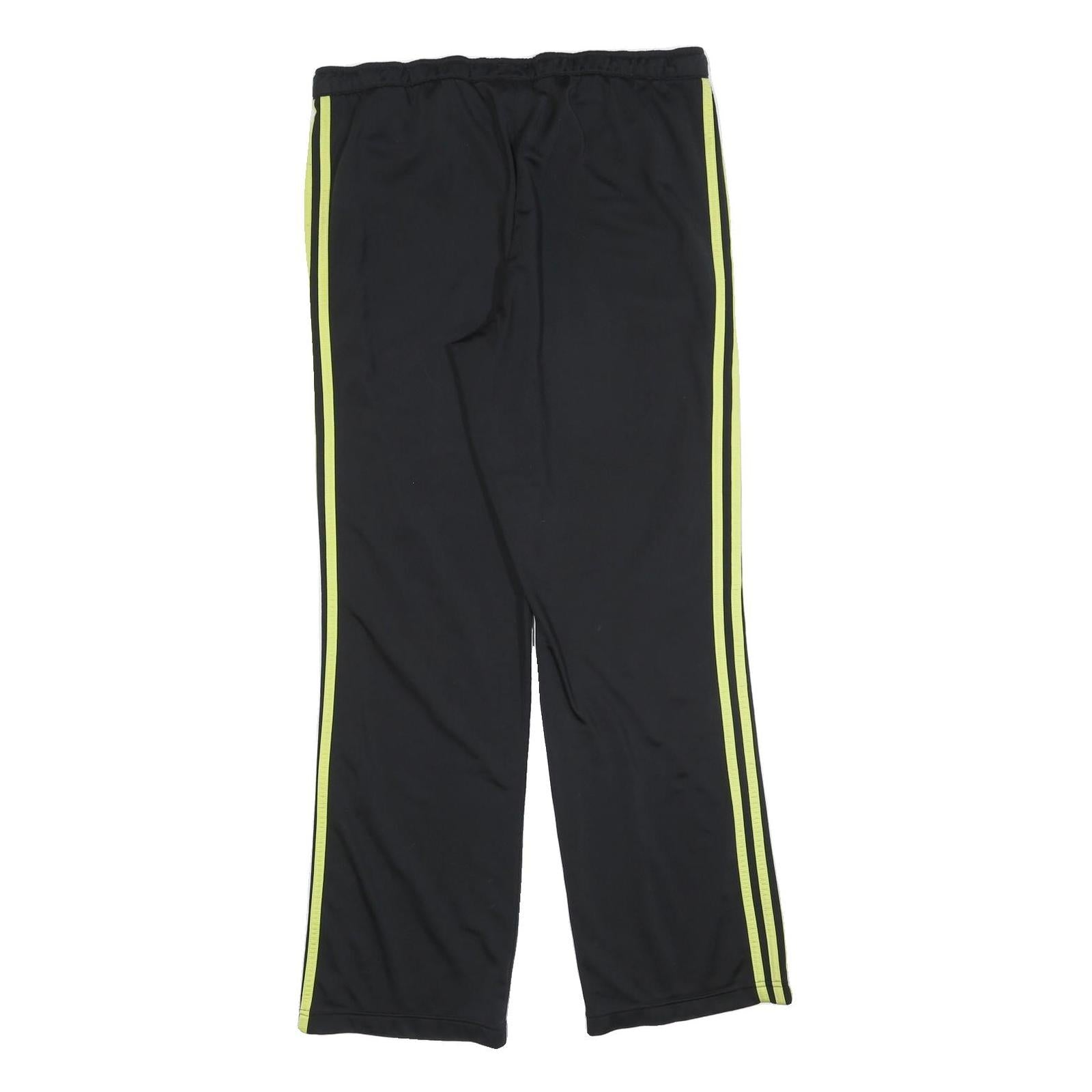 ADIDAS Womens Joggers Black & Neon Yellow Slim Tapered UK 18 W36 L32 Sportswear