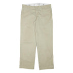 DICKIES Womens Regular Beige Cotton Blend Trousers W36 L31 Classic Zip