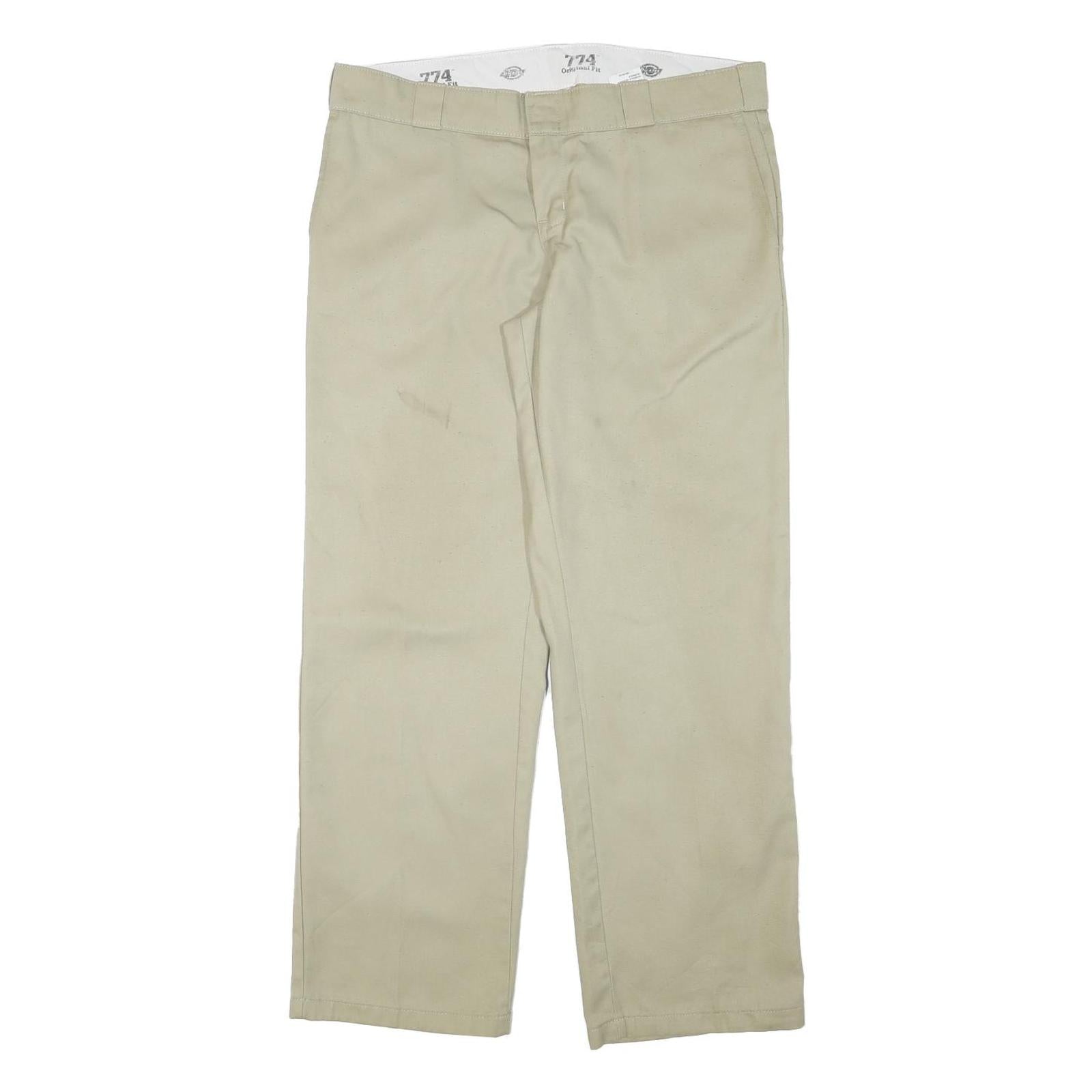 DICKIES Womens Regular Beige Cotton Blend Trousers W36 L31 Classic Zip