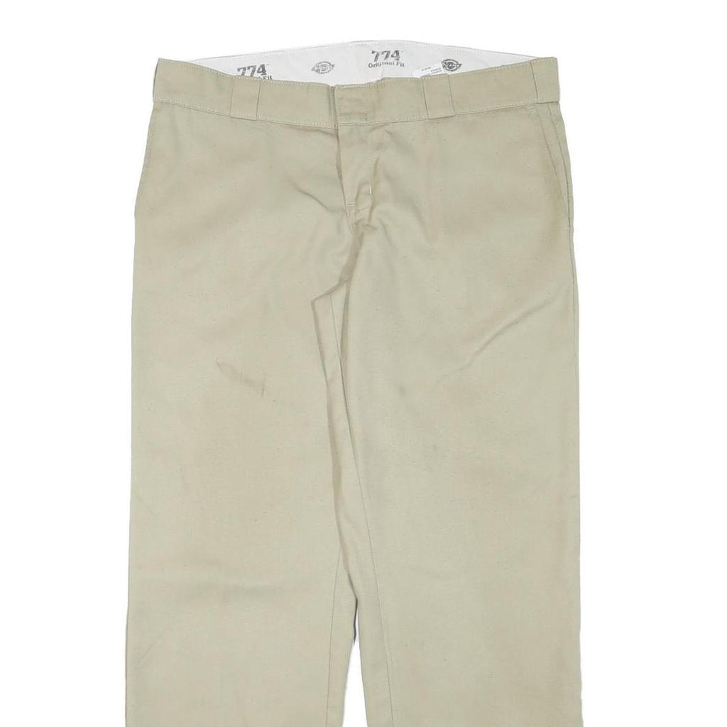 DICKIES Womens Regular Beige Cotton Blend Trousers W36 L31 Classic Zip