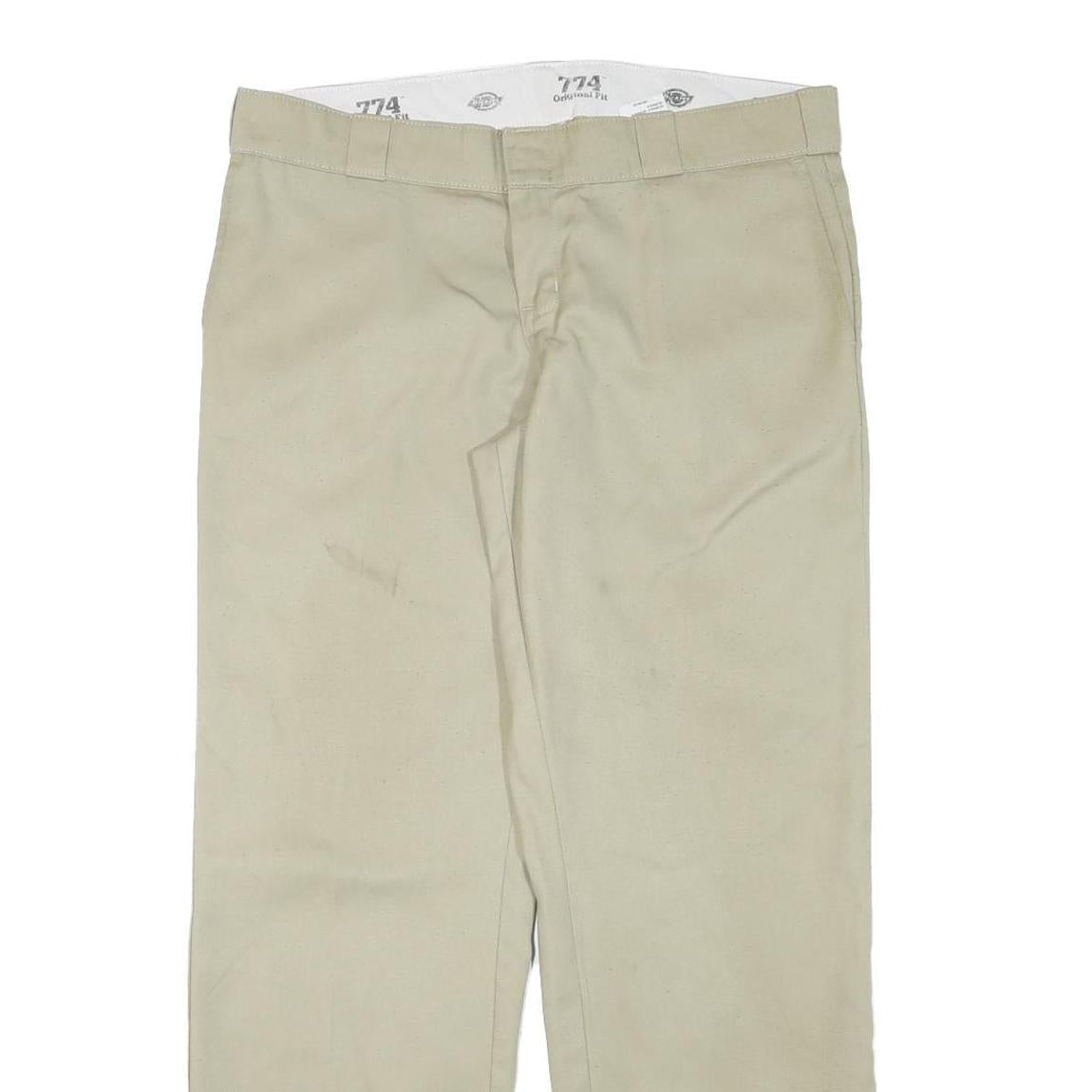 DICKIES Womens Regular Beige Cotton Blend Trousers W36 L31 Classic Zip