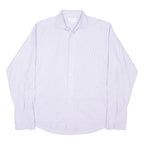 MARKS & SPENCER Mens Blue Check Shirt L Cotton Blend Regular Fit Button Collar