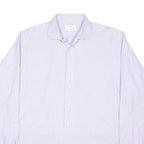 MARKS & SPENCER Mens Blue Check Shirt L Cotton Blend Regular Fit Button Collar