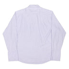 MARKS & SPENCER Mens Blue Check Shirt L Cotton Blend Regular Fit Button Collar