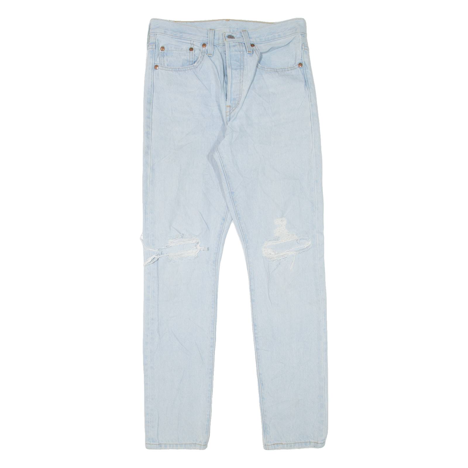 LEVI'S 501S Jeans BIG E Distressed Womens Blue Skinny Straight W26 L30