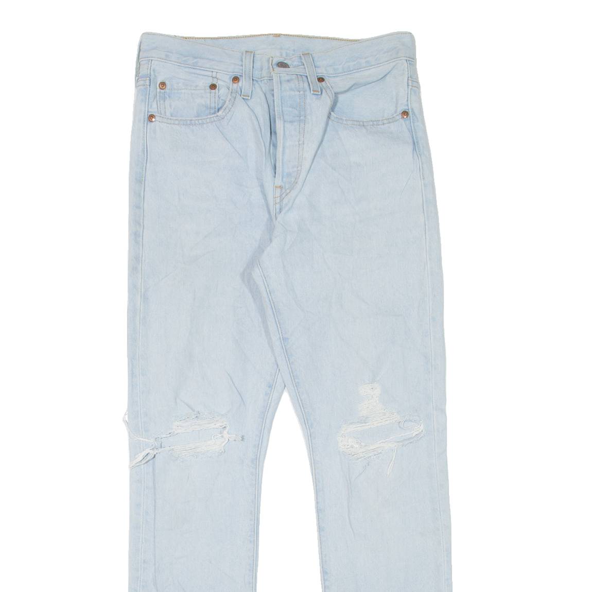 LEVI'S 501S Jeans BIG E Distressed Womens Blue Skinny Straight W26 L30
