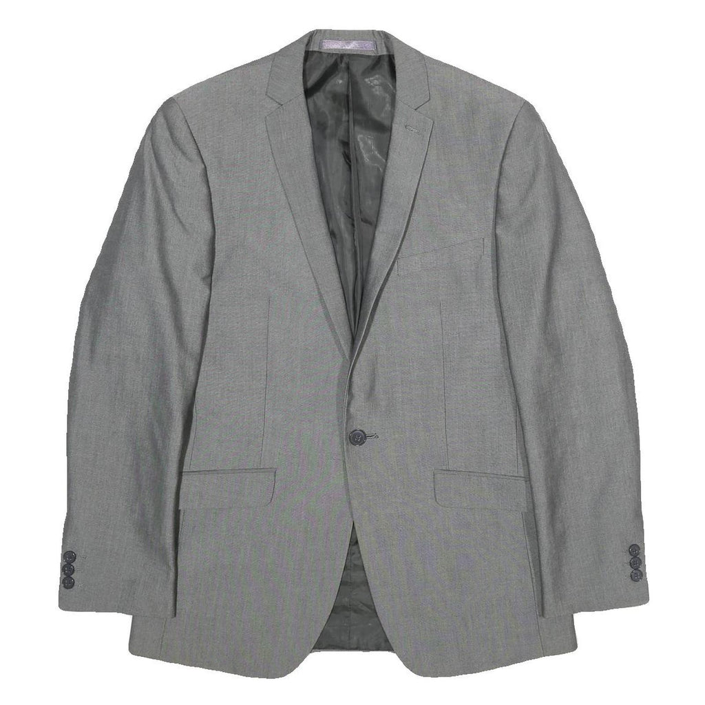 BURTON Mens Grey Button Jacket M Polyester Blend Classic Plain Tailored Blazer