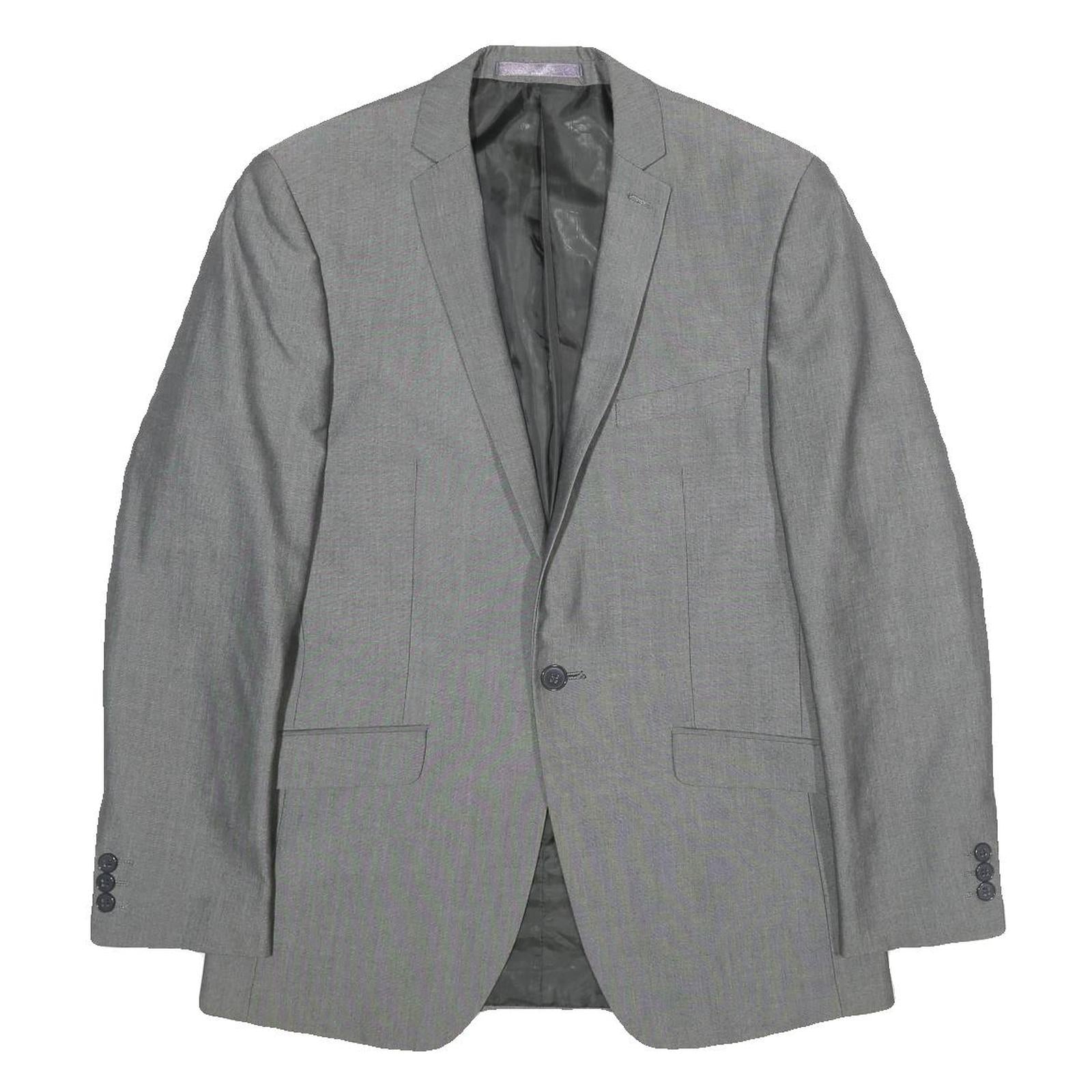 BURTON Mens Grey Button Jacket M Polyester Blend Classic Plain Tailored Blazer