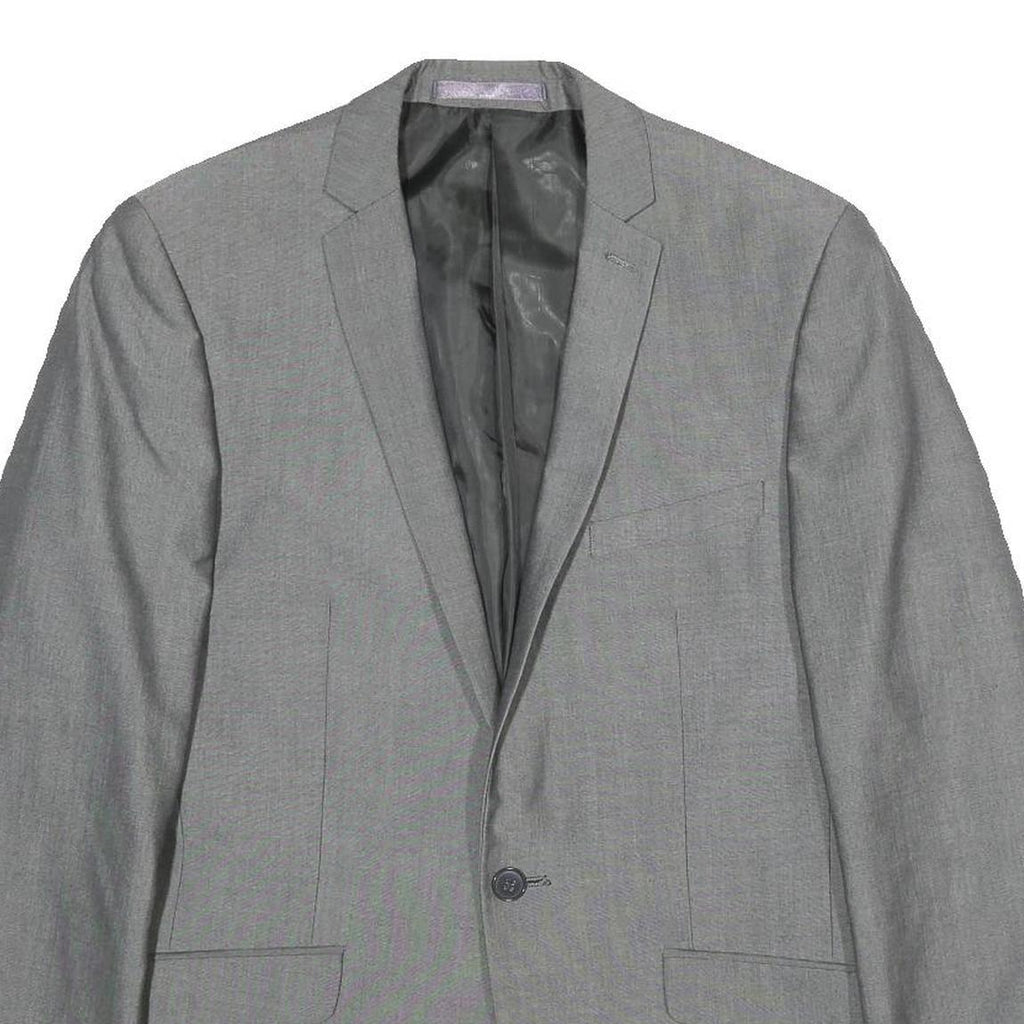 BURTON Mens Grey Button Jacket M Polyester Blend Classic Plain Tailored Blazer