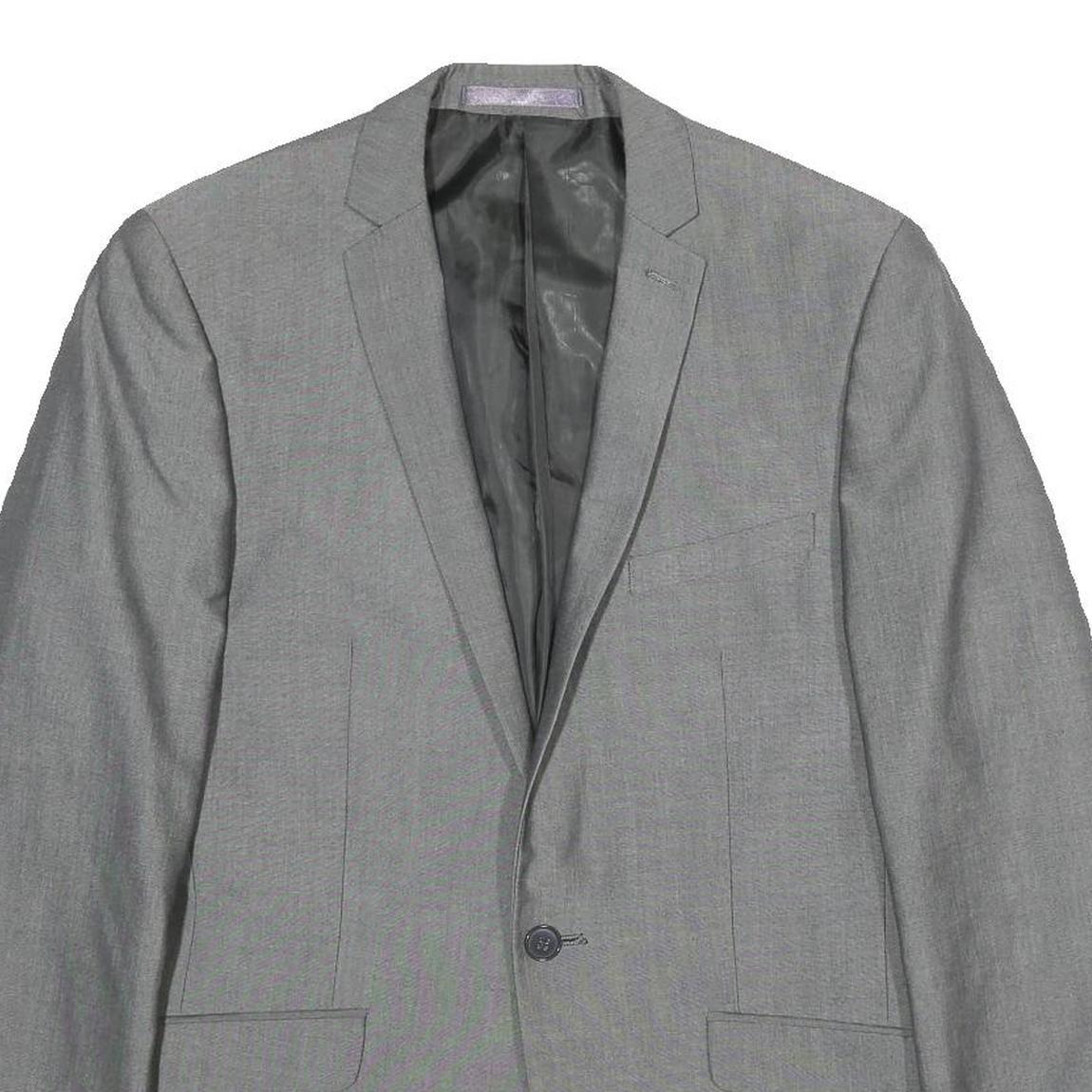 BURTON Mens Grey Button Jacket M Polyester Blend Classic Plain Tailored Blazer