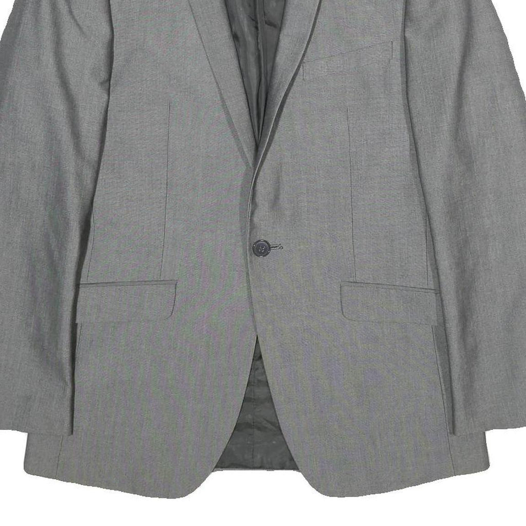 BURTON Mens Grey Button Jacket M Polyester Blend Classic Plain Tailored Blazer
