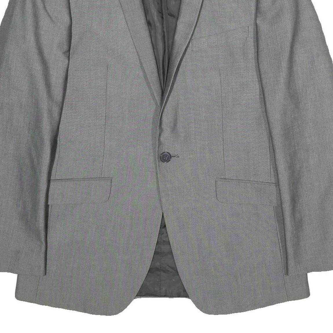 BURTON Mens Grey Button Jacket M Polyester Blend Classic Plain Tailored Blazer