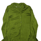 ZARA Womens Green Long Sleeve Shirt Collared XS Elegant Lightweight Polyester