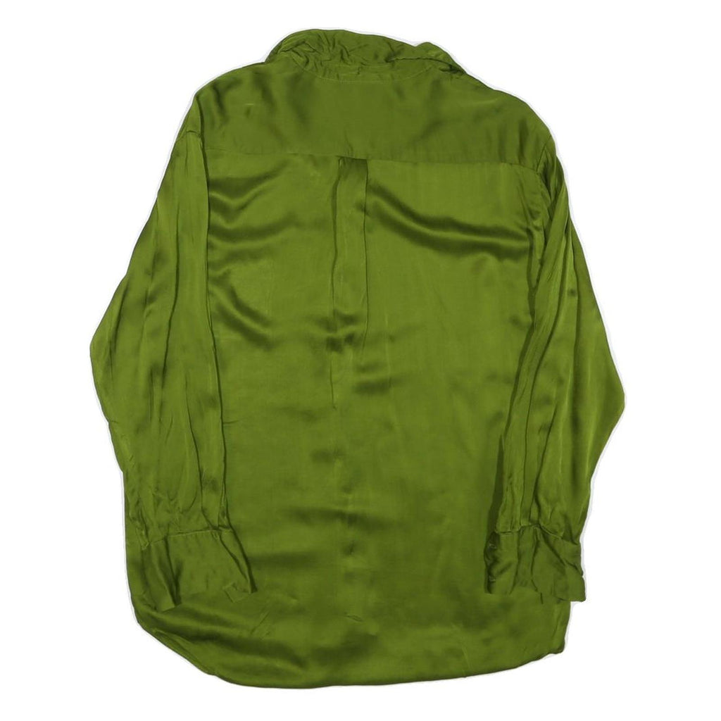 ZARA Womens Green Long Sleeve Shirt Collared XS Elegant Lightweight Polyester