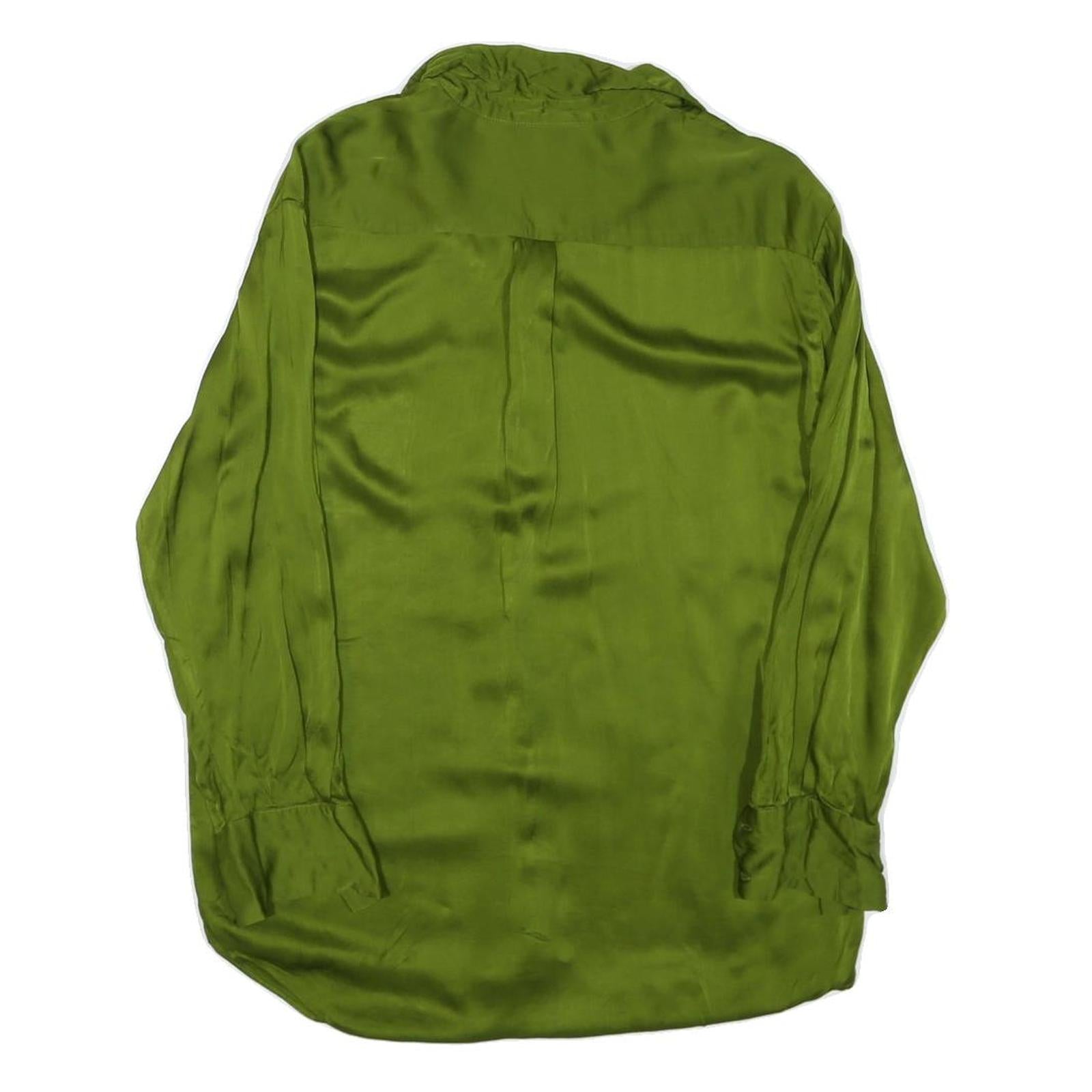 ZARA Womens Green Long Sleeve Shirt Collared XS Elegant Lightweight Polyester
