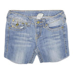 TRUE RELIGION Womens Denim Blue Casual Shorts S W27 Embroidered Pockets
