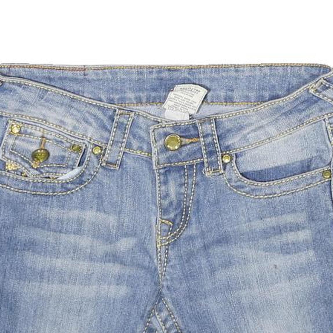 TRUE RELIGION Womens Denim Blue Casual Shorts S W27 Embroidered Pockets