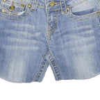 TRUE RELIGION Womens Denim Blue Casual Shorts S W27 Embroidered Pockets