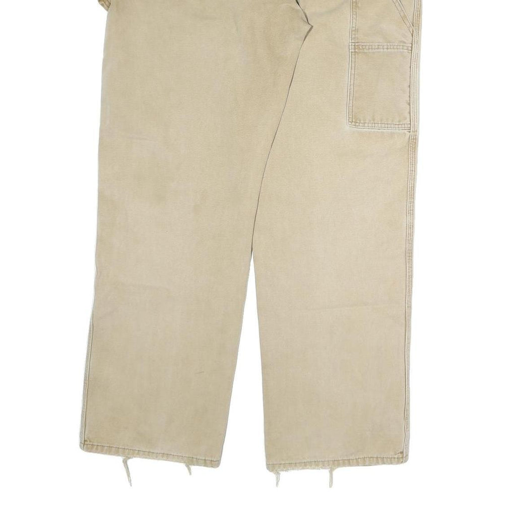 DICKIES Mens Cotton Blend Beige Regular Straight Trousers W38 L32 Workwear