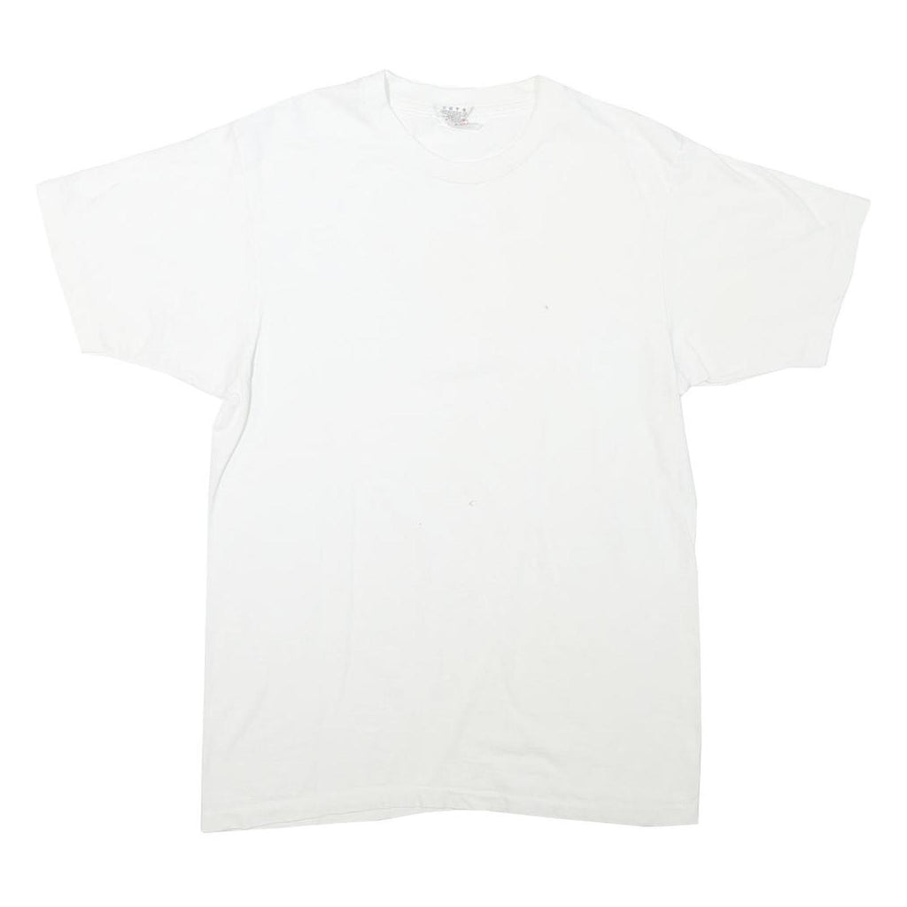 HANES Mens White Crew Neck Short Sleeve Classic Cotton Blend M T-Shirt Plain