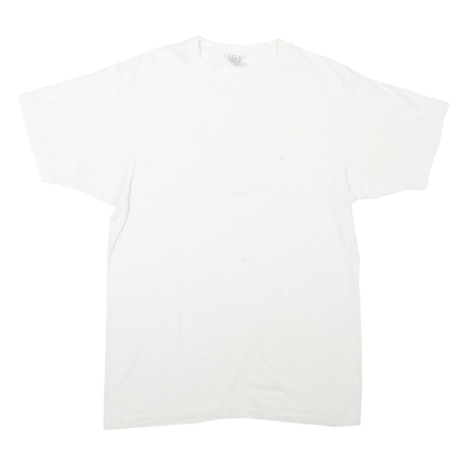 HANES Mens White Crew Neck Short Sleeve Classic Cotton Blend M T-Shirt Plain