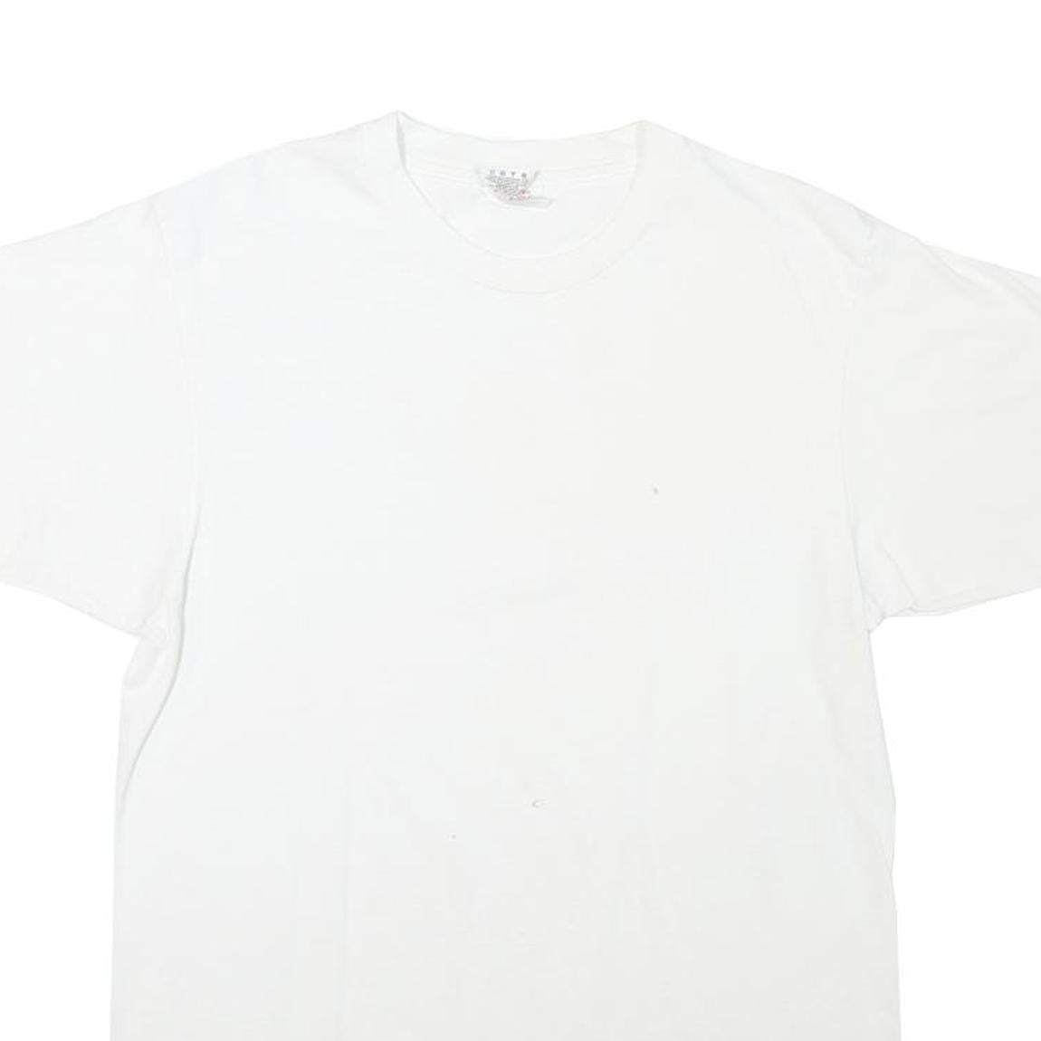 HANES Mens White Crew Neck Short Sleeve Classic Cotton Blend M T-Shirt Plain