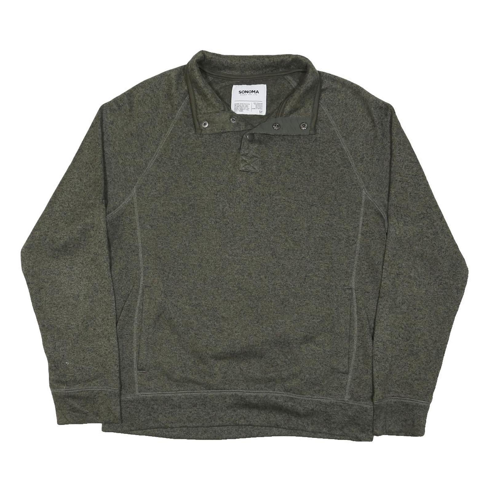 SONOMA Mens Green Cotton Blend Plain Pullover Crew Neck Basic Knit M Casual