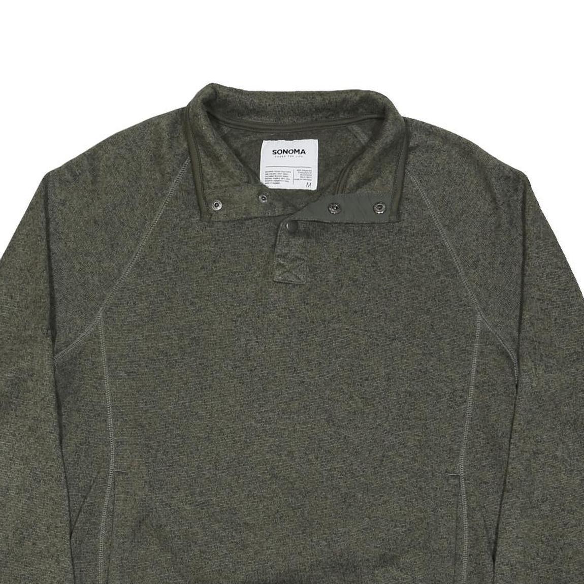SONOMA Mens Green Cotton Blend Plain Pullover Crew Neck Basic Knit M Casual